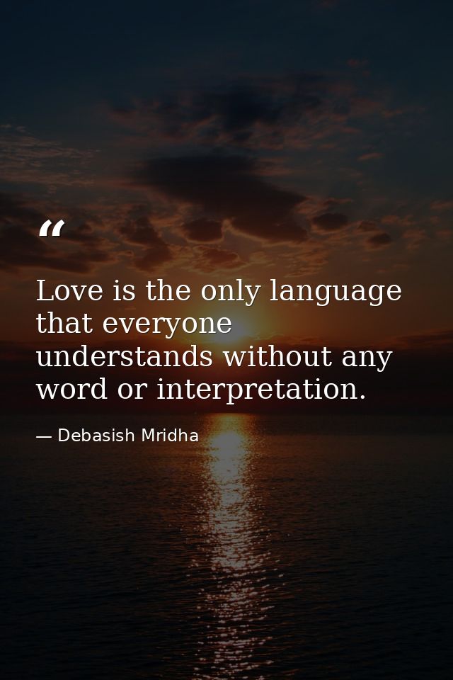 Love is the only language that everyone understands without any word or interpretation. — Debasish Mridha