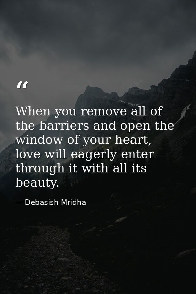 When you remove all of the barriers and open the window of your heart, love will eagerly enter through it with all its b — Debasish Mridha