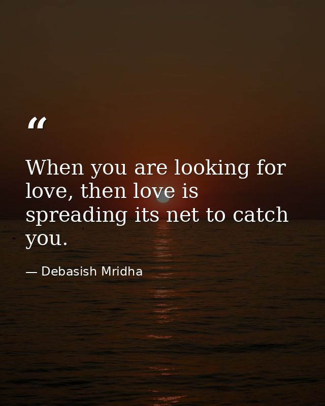 When you are looking for love, then love is spreading its net to catch you. — Debasish Mridha