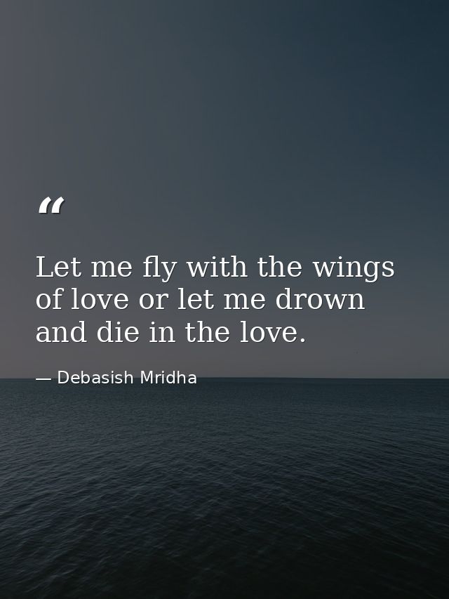 Let me fly with the wings of love or let me drown and die in the love. — Debasish Mridha