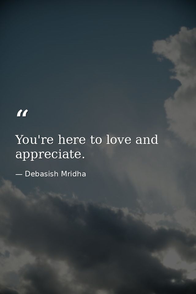You're here to love and appreciate. — Debasish Mridha