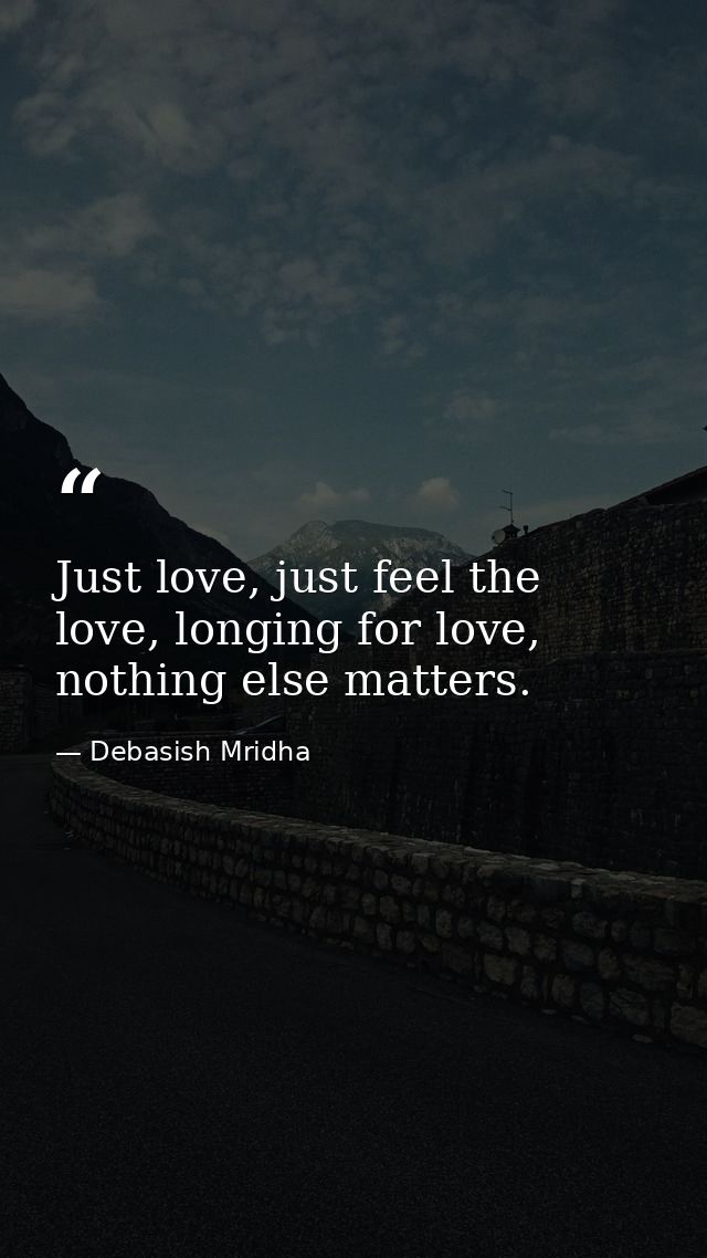 Just love, just feel the love, longing for love, nothing else matters. — Debasish Mridha