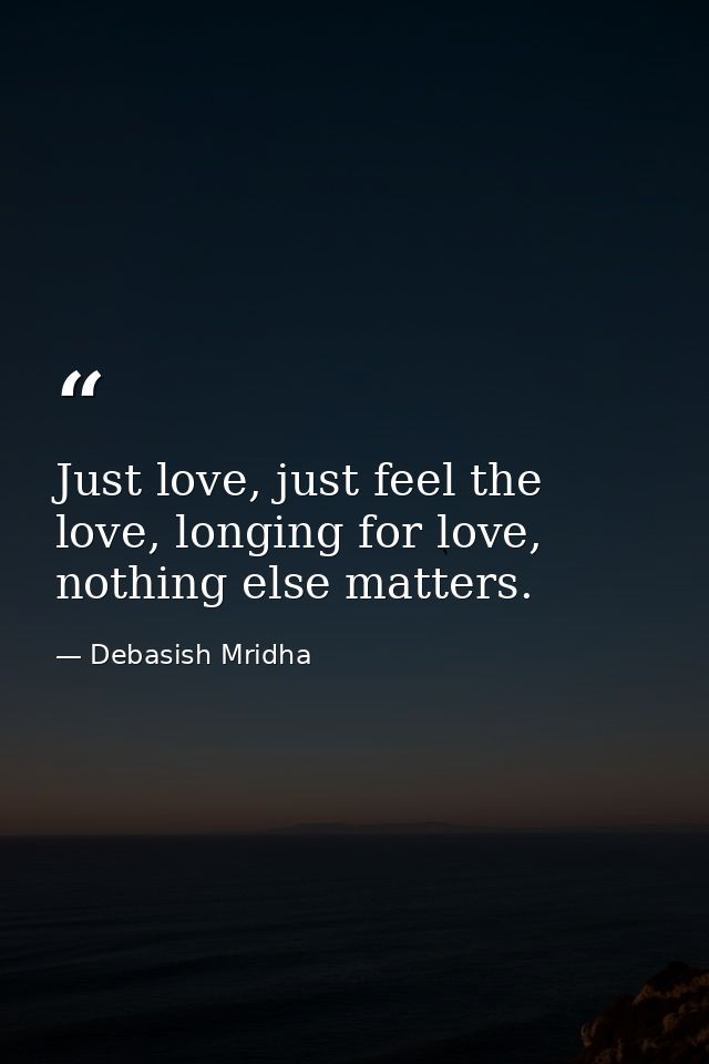 Just love, just feel the love, longing for love, nothing else matters. — Debasish Mridha