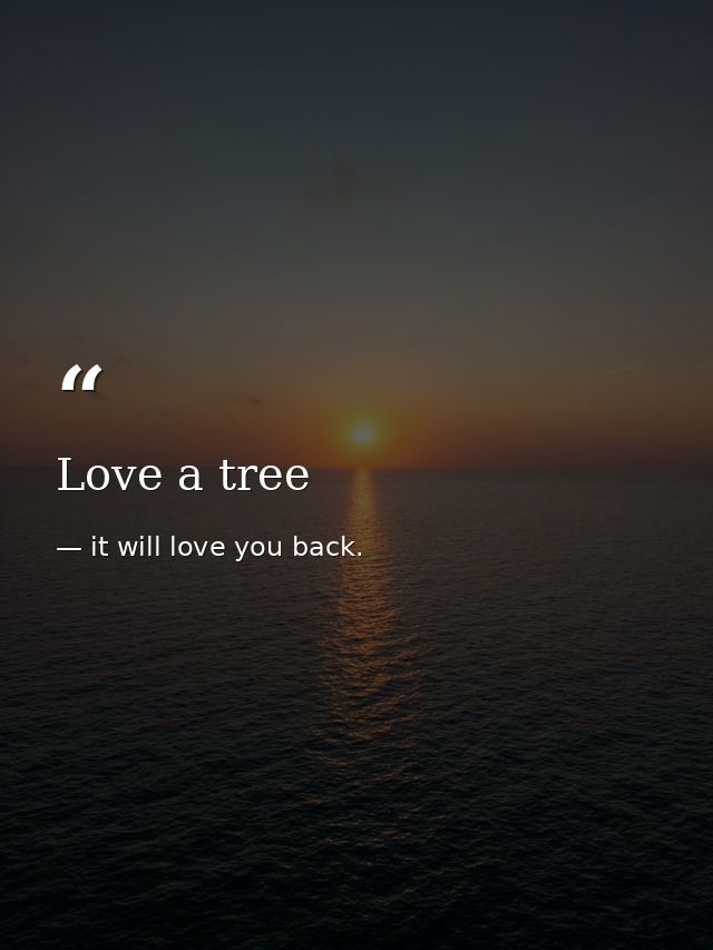 Love a tree — it will love you back.