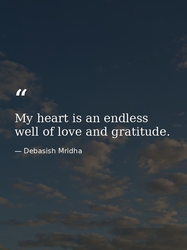 My heart is an endless well of love and gratitude. — Debasish Mridha
