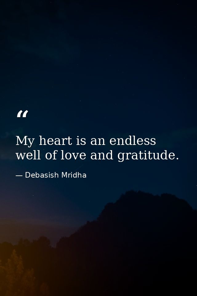 My heart is an endless well of love and gratitude. — Debasish Mridha