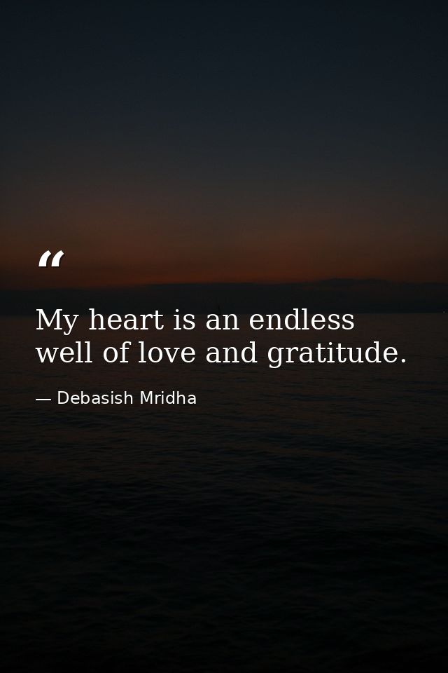 My heart is an endless well of love and gratitude. — Debasish Mridha