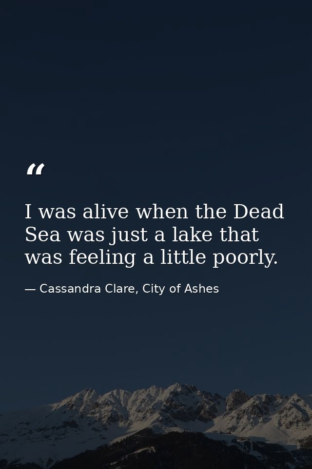 I was alive when the Dead Sea was just a lake that was feeling a little poorly. — Cassandra Clare, City of Ashes