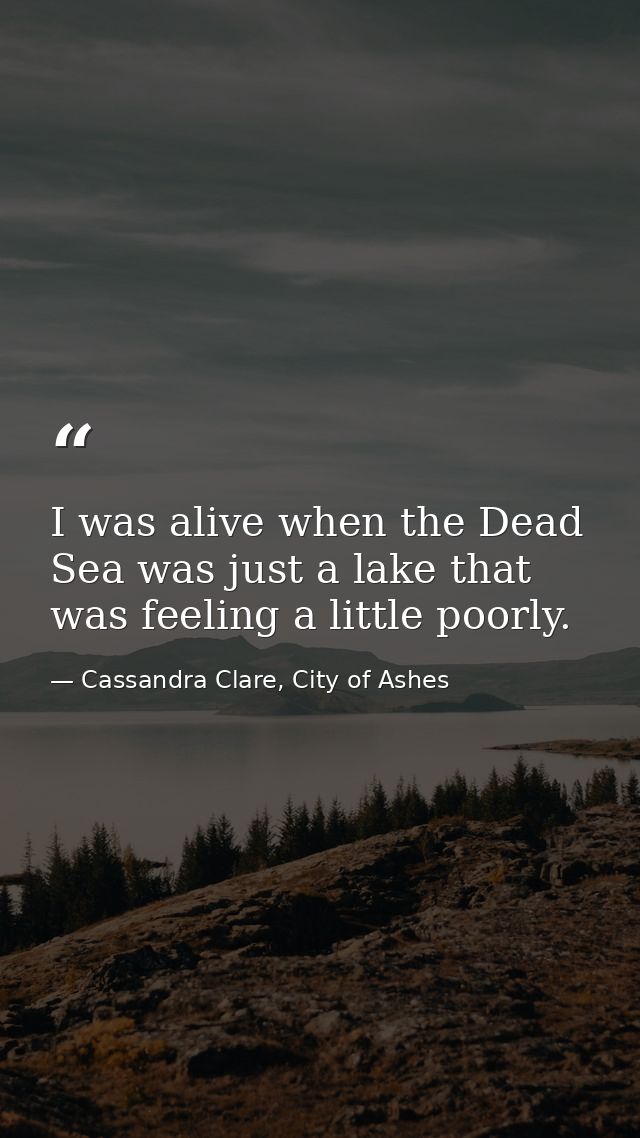 I was alive when the Dead Sea was just a lake that was feeling a little poorly. — Cassandra Clare, City of Ashes