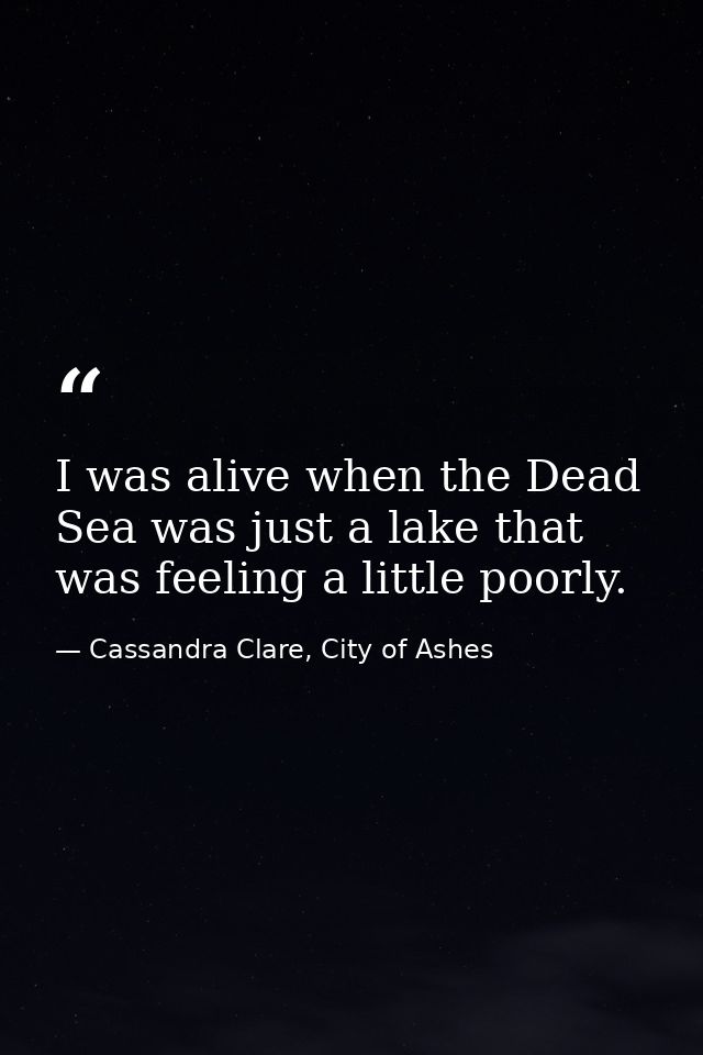 I was alive when the Dead Sea was just a lake that was feeling a little poorly. — Cassandra Clare, City of Ashes