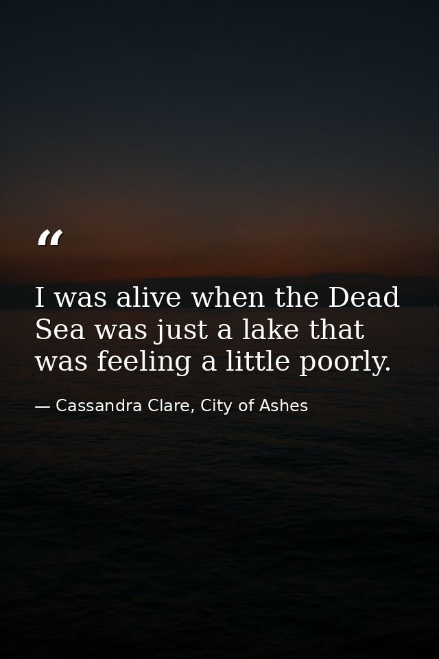 I was alive when the Dead Sea was just a lake that was feeling a little poorly. — Cassandra Clare, City of Ashes