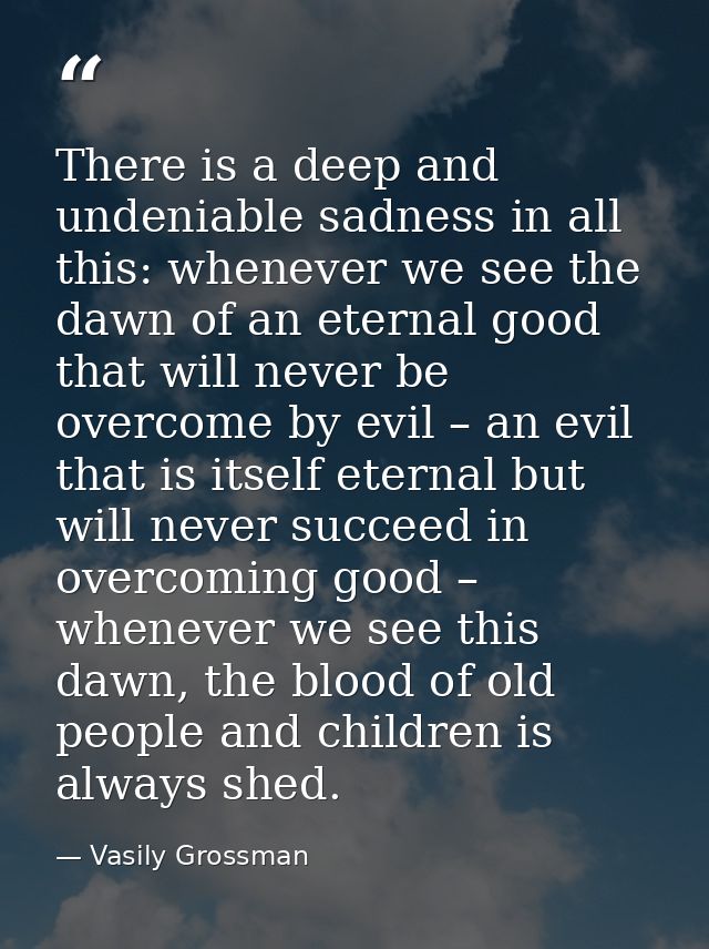 There is a deep and undeniable sadness in all this: whenever we see the dawn of an eternal good that will never be overc — Vasily Grossman