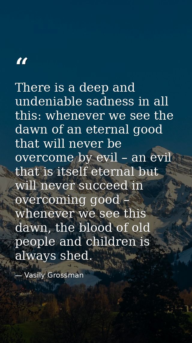 There is a deep and undeniable sadness in all this: whenever we see the dawn of an eternal good that will never be overc — Vasily Grossman