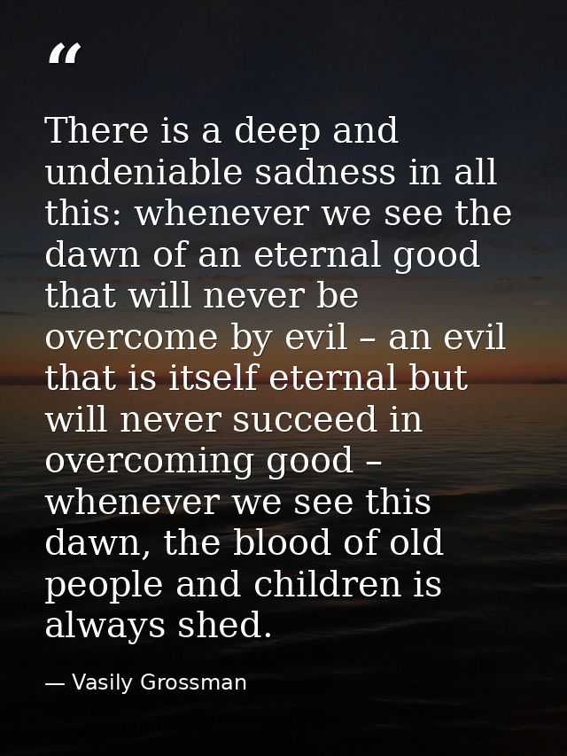 There is a deep and undeniable sadness in all this: whenever we see the dawn of an eternal good that will never be overc — Vasily Grossman
