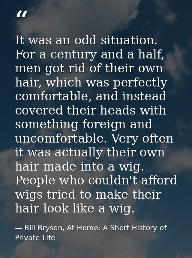 It was an odd situation. For a century and a half, men got rid of their own hair, which was perfectly comfortable, and i — Bill Bryson, At Home: A Short History of Private Life