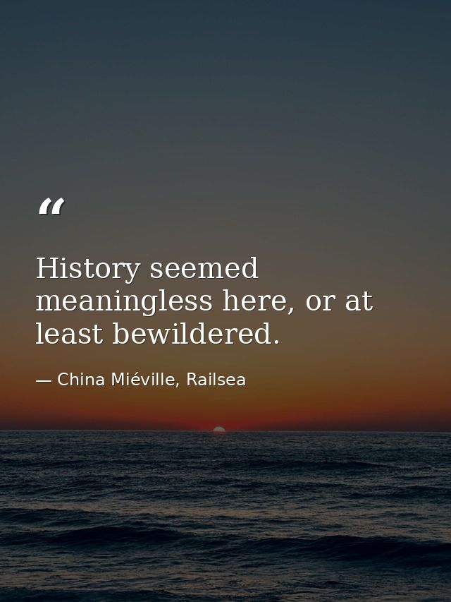 History seemed meaningless here, or at least bewildered. — China Miéville, Railsea