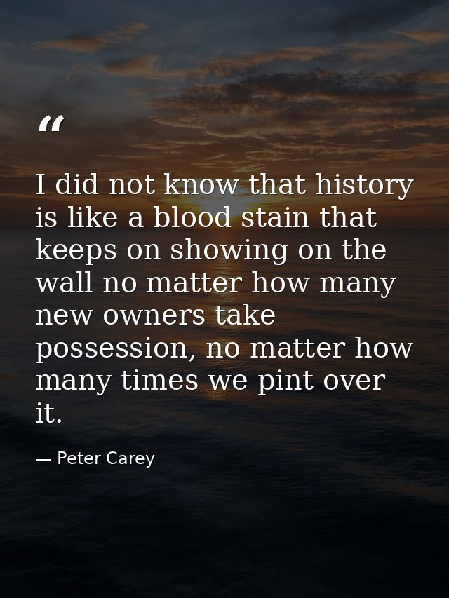 I did not know that history is like a blood stain that keeps on showing on the wall no matter how many new owners take p — Peter Carey