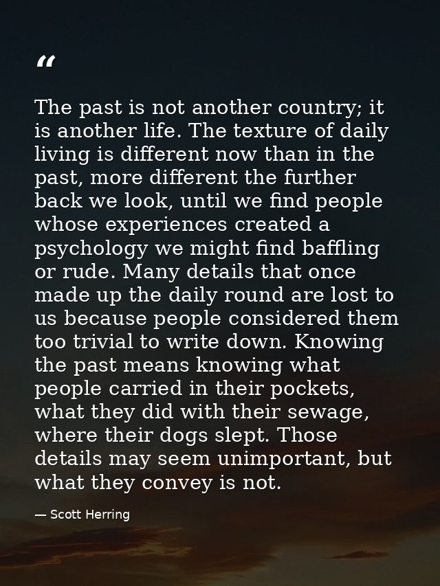 The past is not another country; it is another life. The texture of daily living is different now than in the past, more — Scott Herring