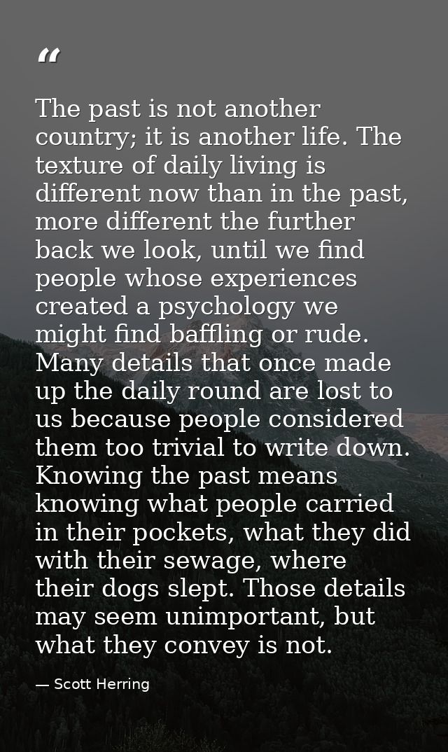 The past is not another country; it is another life. The texture of daily living is different now than in the past, more — Scott Herring