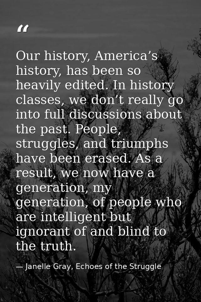 Our history, America’s history, has been so heavily edited. In history classes, we don’t really go into full discussions — Janelle Gray, Echoes of the Struggle
