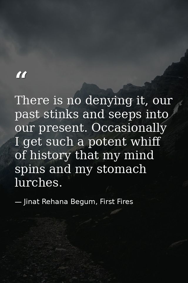 There is no denying it, our past stinks and seeps into our present. Occasionally I get such a potent whiff of history th — Jinat Rehana Begum, First Fires