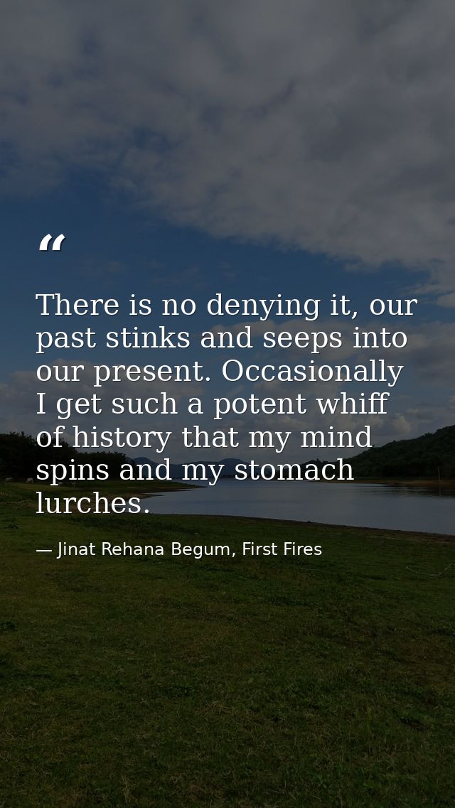 There is no denying it, our past stinks and seeps into our present. Occasionally I get such a potent whiff of history th — Jinat Rehana Begum, First Fires