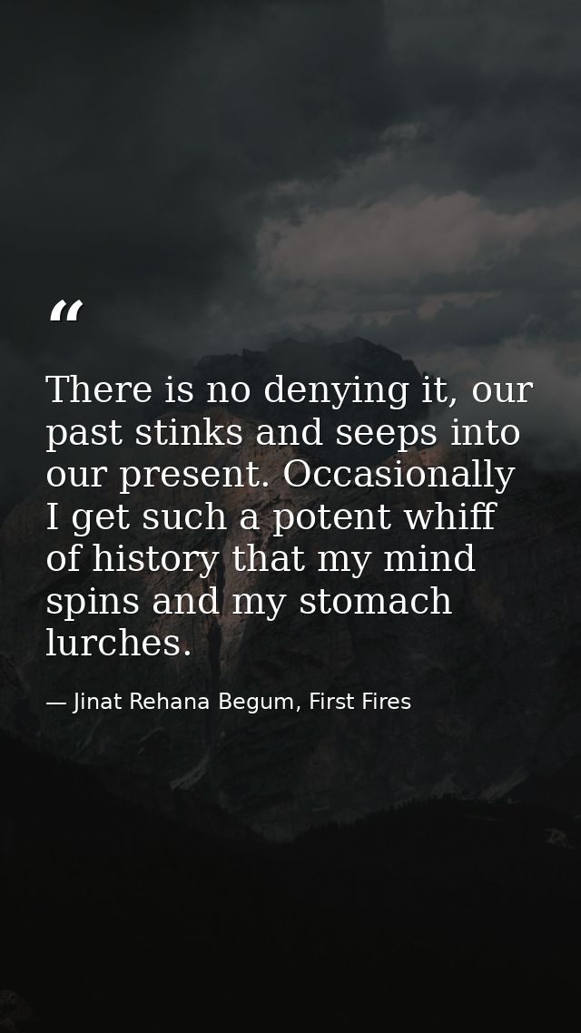 There is no denying it, our past stinks and seeps into our present. Occasionally I get such a potent whiff of history th — Jinat Rehana Begum, First Fires