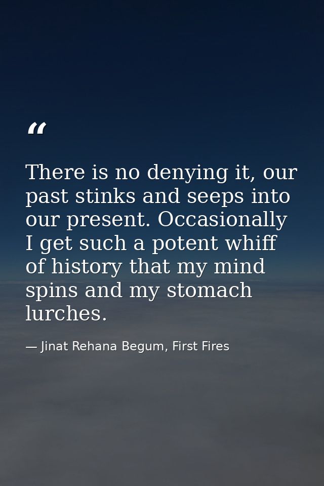 There is no denying it, our past stinks and seeps into our present. Occasionally I get such a potent whiff of history th — Jinat Rehana Begum, First Fires