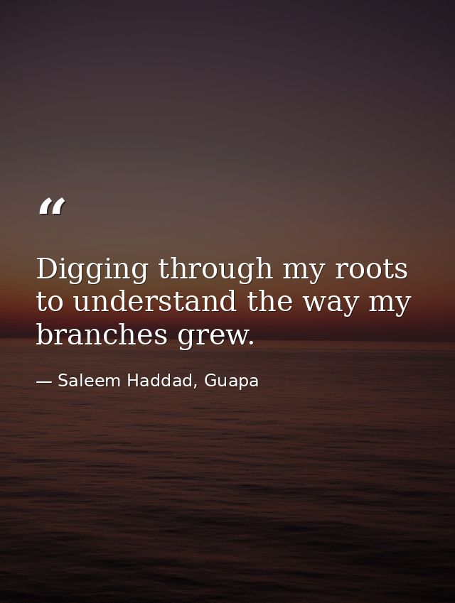 Digging through my roots to understand the way my branches grew. — Saleem Haddad, Guapa
