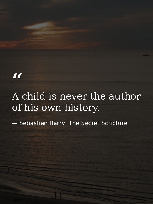 A child is never the author of his own history. — Sebastian Barry, The Secret Scripture