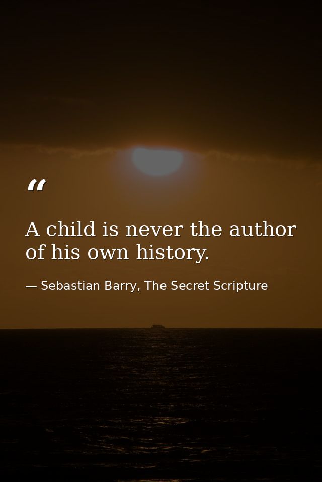 A child is never the author of his own history. — Sebastian Barry, The Secret Scripture