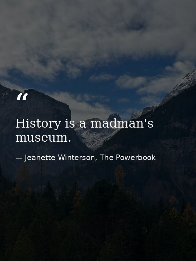 History is a madman's museum. — Jeanette Winterson, The Powerbook