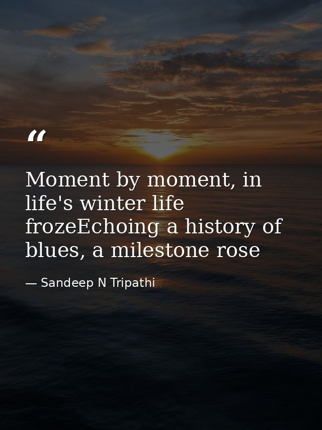 Moment by moment, in life's winter life frozeEchoing a history of blues, a milestone rose — Sandeep N Tripathi