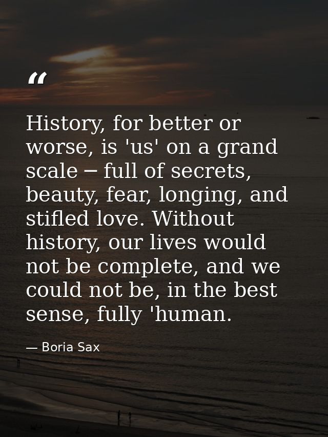 History, for better or worse, is 'us' on a grand scale ─ full of secrets, beauty, fear, longing, and stifled love. Witho — Boria Sax