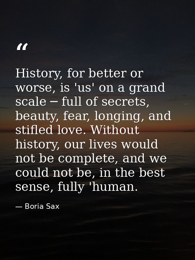 History, for better or worse, is 'us' on a grand scale ─ full of secrets, beauty, fear, longing, and stifled love. Witho — Boria Sax