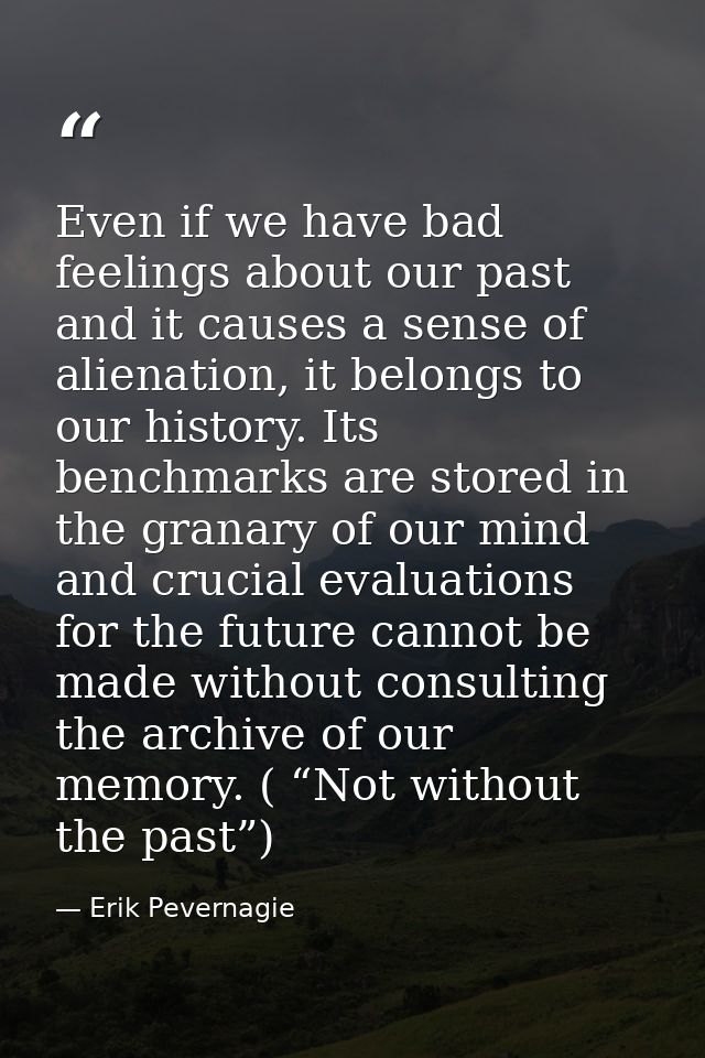 Even if we have bad feelings about our past and it causes a sense of alienation, it belongs to our history. Its benchmar — Erik Pevernagie