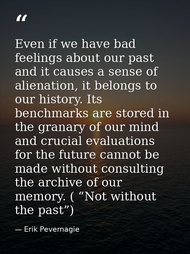Even if we have bad feelings about our past and it causes a sense of alienation, it belongs to our history. Its benchmar — Erik Pevernagie