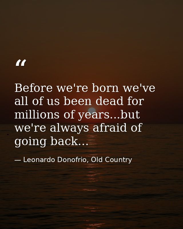 Before we're born we've all of us been dead for millions of years...but we're always afraid of going back... — Leonardo Donofrio, Old Country