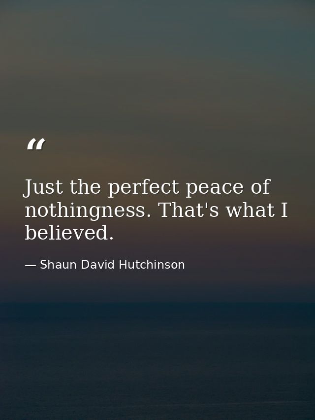 Just the perfect peace of nothingness. That's what I believed. — Shaun David Hutchinson