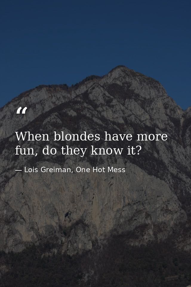 When blondes have more fun, do they know it? — Lois Greiman, One Hot Mess