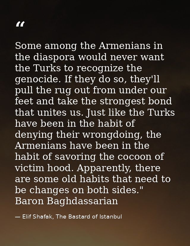 Some among the Armenians in the diaspora would never want the Turks to recognize the genocide. If they do so, they'll pu — Elif Shafak, The Bastard of Istanbul
