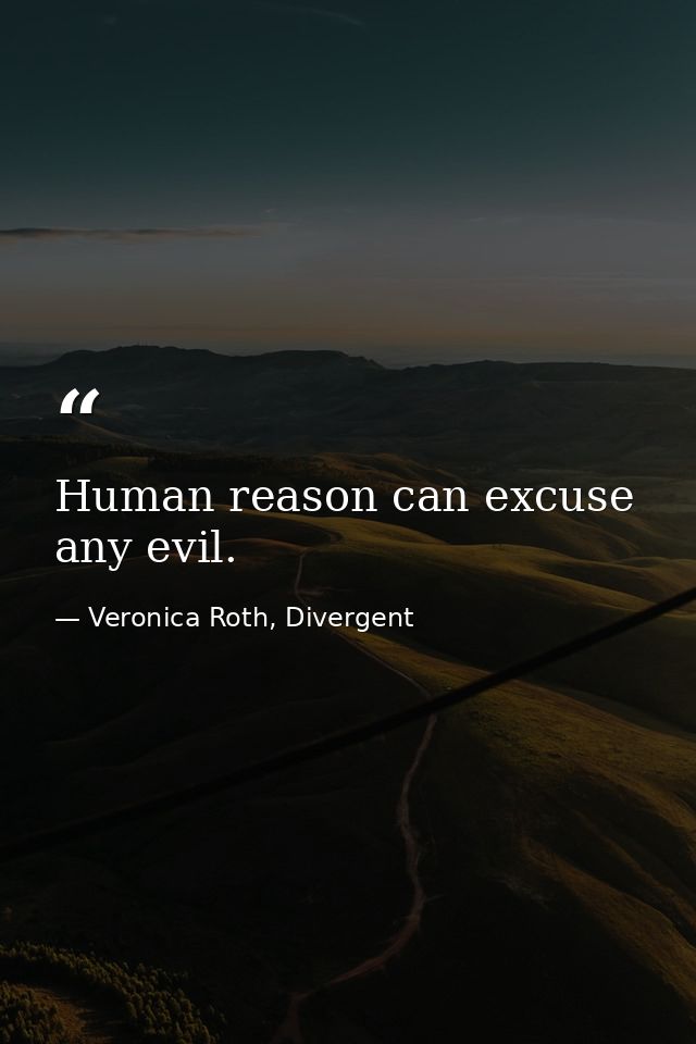 Human reason can excuse any evil. — Veronica Roth, Divergent