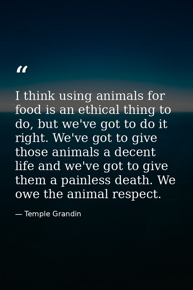 I think using animals for food is an ethical thing to do, but we've got to do it right. We've got to give those animals  — Temple Grandin