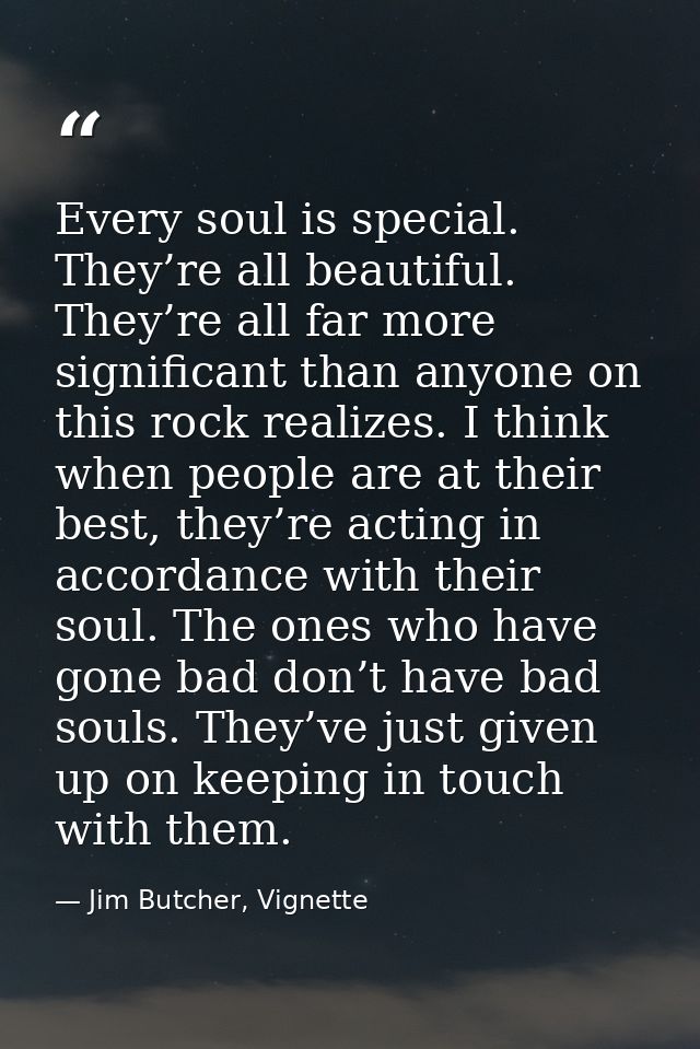 Every soul is special. They’re all beautiful. They’re all far more significant than anyone on this rock realizes. I thin — Jim Butcher, Vignette