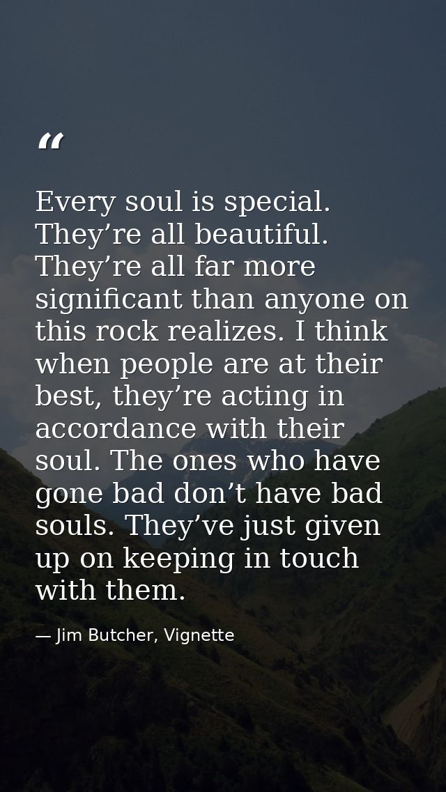 Every soul is special. They’re all beautiful. They’re all far more significant than anyone on this rock realizes. I thin — Jim Butcher, Vignette