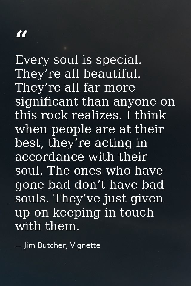 Every soul is special. They’re all beautiful. They’re all far more significant than anyone on this rock realizes. I thin — Jim Butcher, Vignette