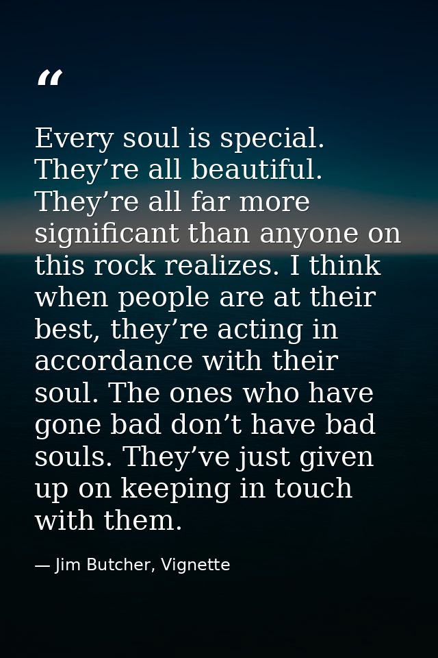 Every soul is special. They’re all beautiful. They’re all far more significant than anyone on this rock realizes. I thin — Jim Butcher, Vignette