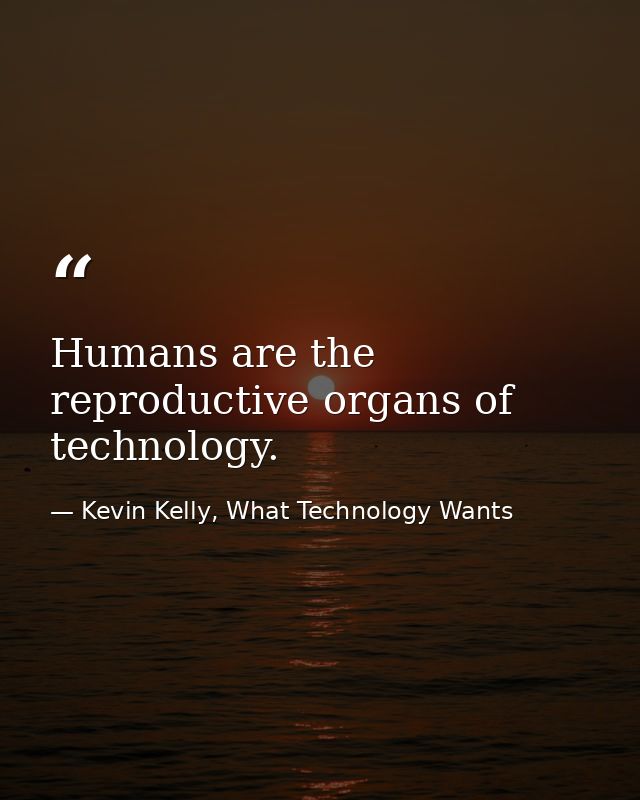 Humans are the reproductive organs of technology. — Kevin Kelly, What Technology Wants