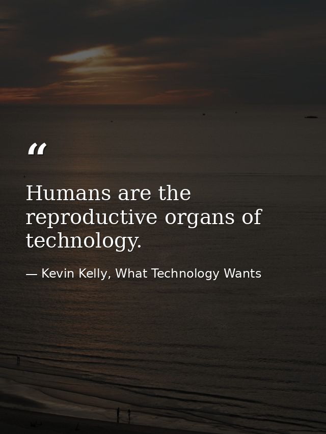 Humans are the reproductive organs of technology. — Kevin Kelly, What Technology Wants