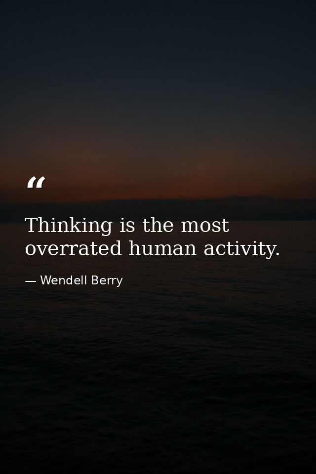 Thinking is the most overrated human activity. — Wendell Berry